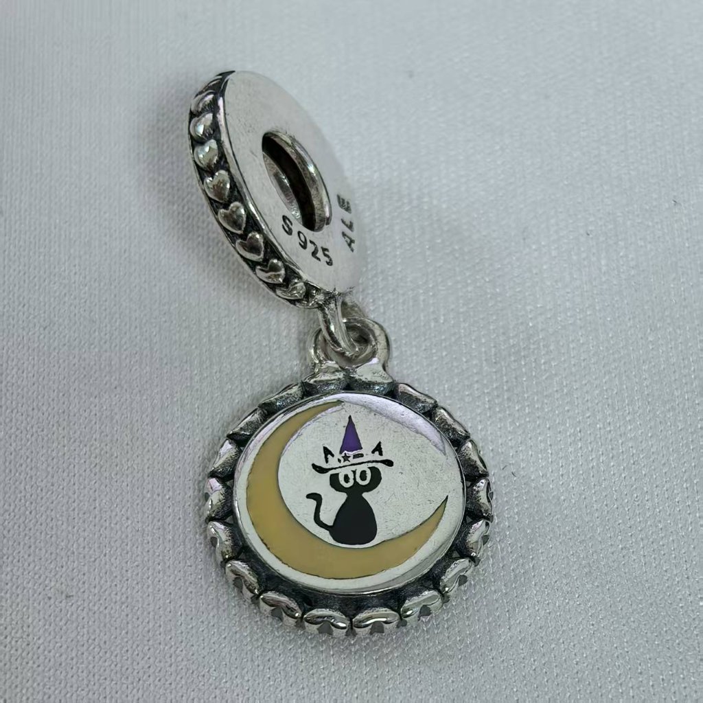 Pandora Cat And Moon I Love You Charm Pendant, S925 Silver Jewelry